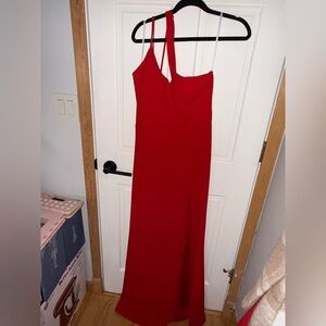 B. Darlin Red One Shoulder Maxi Dress Formal Evening Gown Size 9/10